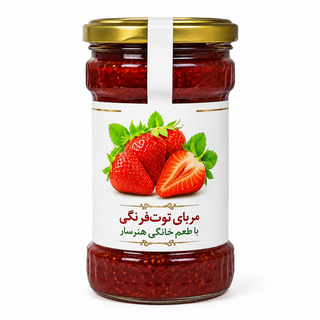 مربا توت فرنگی هنرسار _620 گرم شیشه ای _ 6 عددی