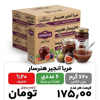 مربا انجیر هنرسار _620 گرم شیشه ای _ 6 عددی